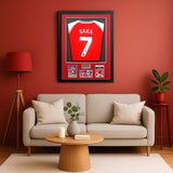 Bukayo Saka Arsenal Hand Signed Framed Home Football Shirt AFTAL COA