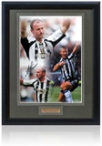 Alan Shearer Newcastle United Legend Hand Signed 23x19" Framed Montage COA
