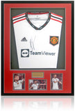 Bruno Fernandes Manchester United Captain Hand Signed Framed Away Shirt COA