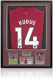 Mohammed Kudus West Ham United Hand Signed Shirt Display AFTAL COA