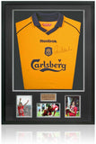Robbie Fowler Liverpool Legend Hand Signed Framed 2001 Treble Shirt AFTAL COA