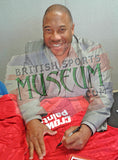 John Barnes & Peter Beardsley Hand Signed Liverpool FC Shirt AFTAL Photo Proof COA