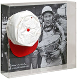 Stirling Moss Hand Signed Ferrari Formula 1 Baseball Cap Display AFTAL COA