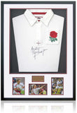 Andy Gomarsall England Rugby Legend Hand Signed Retro Shirt AFTAL COA