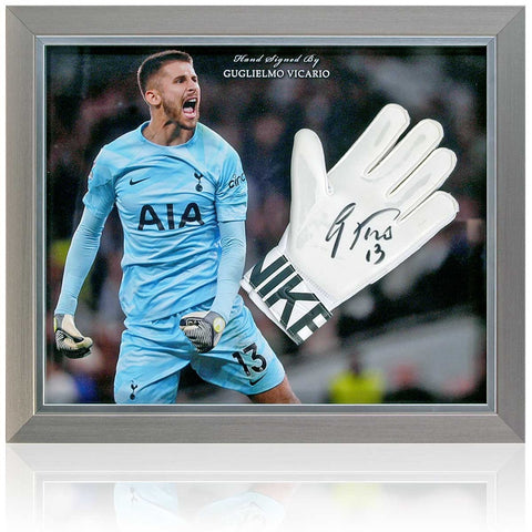 Guglielmo Vicario Tottenham Hotspur Hand Signed Goalkeepers Glove Display COA