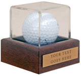 Golf Ball Display Case 7x7x7cm with Custom Plaque with words of your choice**