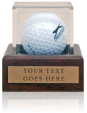 Golf Ball Display Case 7x7x7cm with Custom Plaque with words of your choice**