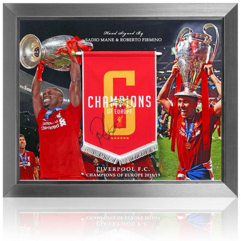 Roberto Firmino and Sadio Mane Liverpool Hand Signed Champions of Europe Presentation COA