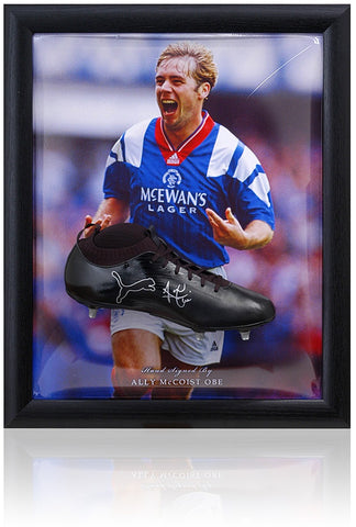 Ally McCoist Rangers Legend Hand Signed Football Boot Dome Presentation COA