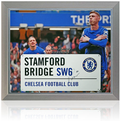 Cole Palmer Chelsea Stamford Bridge Hand Signed Street Sign Presentation AFTAL COA