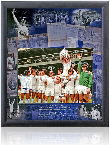 Leeds United 1972 FA Cup Final Hand Signed by 6 Winners Presentation COA