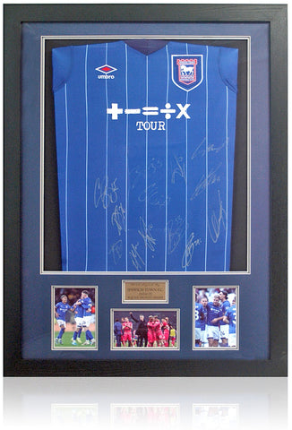 Ipswich Town FC 2024/25 Squad Hand Signed by 13 Football Shirt Display AFTAL COA