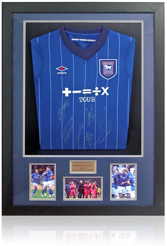 Ipswich Town FC 2024/25 Squad Hand Signed by 7 Football Shirt Display AFTAL COA