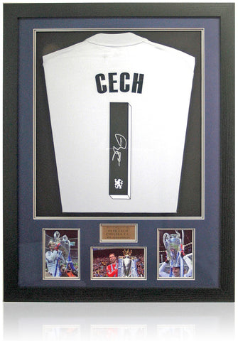 Petr Cech Chelsea Legend Hand Signed Home Football Shirt AFTAL COA