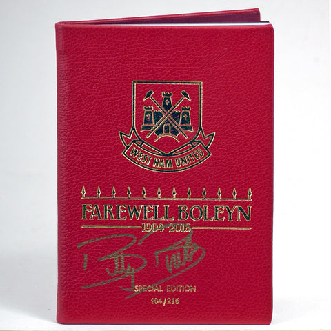 Billy Bonds West Ham United Hand Signed Leather Bound Farewell to Boleyn Programme COA
