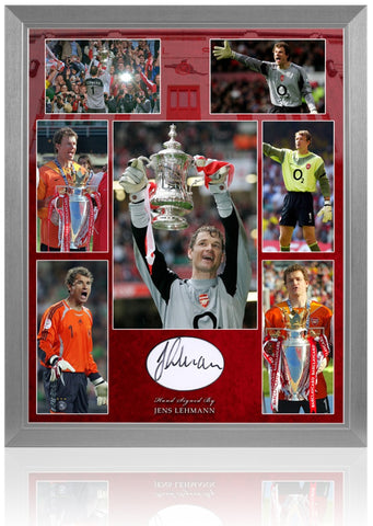 Jens Lehmann Arsenal Legend Hand Signed 20x16'' Montage Presentation AFTAL COA