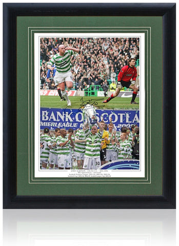 John Hartson Celtic Legend Hand Signed 16x12'' Honours Montage AFTAL COA