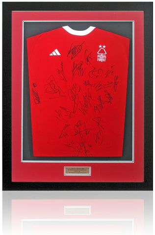 Nottingham Forest 2023/24 Squad Hand Signed Home Shirt AFTAL COA