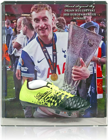 Dejan Kulusevski Tottenham Hotspur Europa League Winner Football Hand Signed Boot Display COA