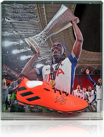 Yves Bissouma Tottenham Hotspur Europa League Winner Hand Signed Football Boot Display COA