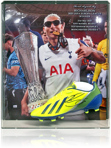 Richarlison Tottenham Hotspur 2025 Europa League Winner Hand Signed Football Boot Display COA
