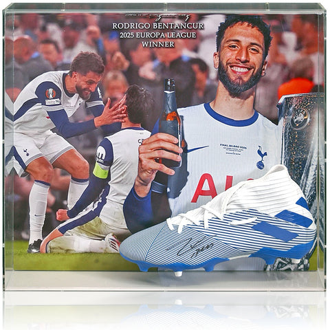 Rodrigo Bentancur Tottenham Hotspur Europa League Winner Hand Signed Football Boot Display COA