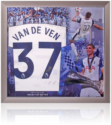 Micky van de Ven Tottenham Hotspur Hand Signed Europa League Presentation