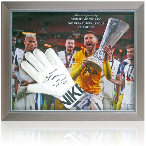 Guglielmo Vicario Tottenham Hotspur Hand Signed Europa League Winner Display