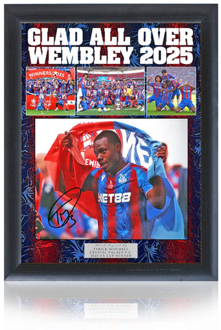 Tyrick Mitchell Crystal Palace 2025 FA Cup Winner Hand Signed 16x12'' Presentation