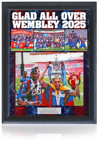Daniel Munoz Crystal Palace 2025 FA Cup Winner Hand Signed 16x12'' Presentation