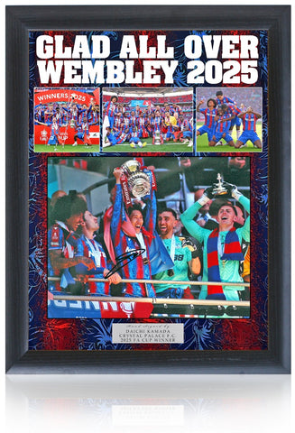 Daichi Kamada Crystal Palace 2025 FA Cup Winner Hand Signed 16x12'' Presentation