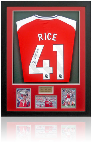 Declan Rice Arsenal Hand Signed Framed Home Football Shirt AFTAL COA