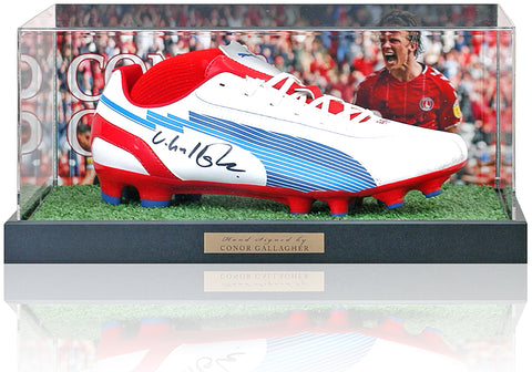 Conor Gallagher Charlton Athletic Hand Signed Football Boot in Display Case COA