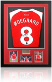 Martin Odegaard Arsenal Hand Signed Framed Home Football Shirt AFTAL COA