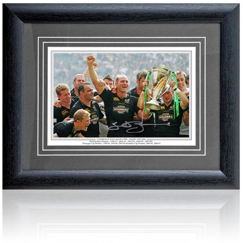 Lawrence Dallaglio Rugby Legend Hand Signed Wasps Photograph - Framed Display w/COA