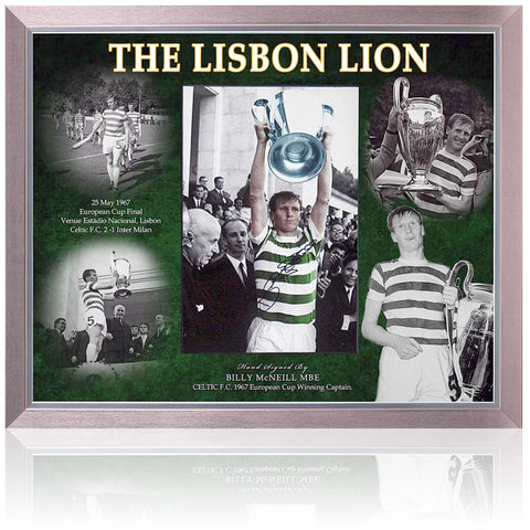Billy McNeill Celtic 1967 Lisbon Lions Hand Signed European Cup Montage Framed COA