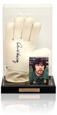 David Harvey Leeds Legend Hand Signed Goalkeepers Glove Display COA
