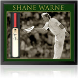 Shane Warne Signed Mini Bat Display Framed Cricket Memorabilia COA