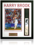 Harry Brook Signed Mini Bat Display Framed Cricket Memorabilia COA