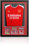 Bukayo Saka Arsenal Hand Signed Framed Home Football Shirt AFTAL COA