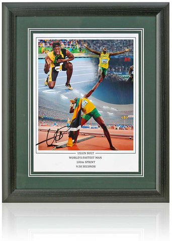Usain Bolt Hand Signed Olympic Legend World's Fastest Man Photomontage COA
