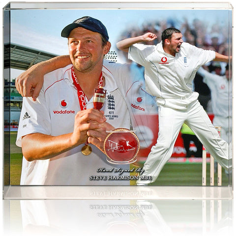 Steve Harmison The Ashes Hand Signed England Cricket Ball Display AFTAL COA