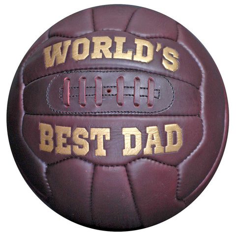 New Vintage Leather Hand Stitched Football size 5 ball with World's Best Dad gold text