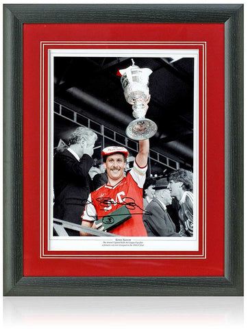 Kenny Sansom Arsenal Legend 1987 League Cup Hand Signed 16x12'' Montage COA