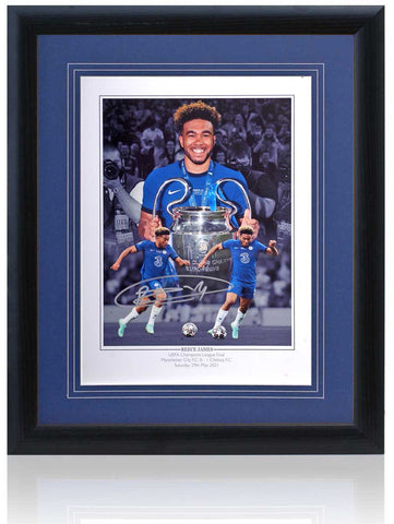 Reece James Chelsea Champions of Europe Hand Signed 16x12'' Montage AFTAL COA