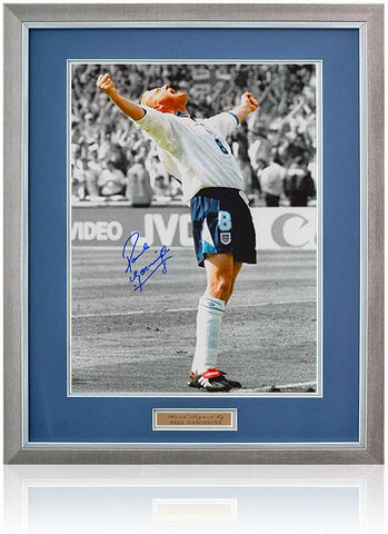 Paul Gascoigne England Legend Hand Signed 16x12'' Euro 96 Photograph AFTAL COA