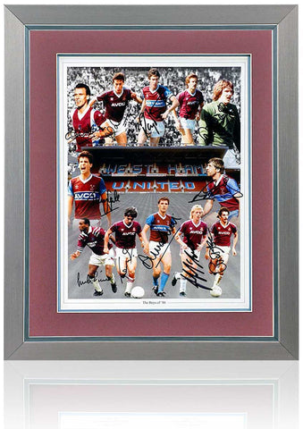 West Ham United Boys of 86 Hand Signed by 12 Legends 16x12" Montage COA