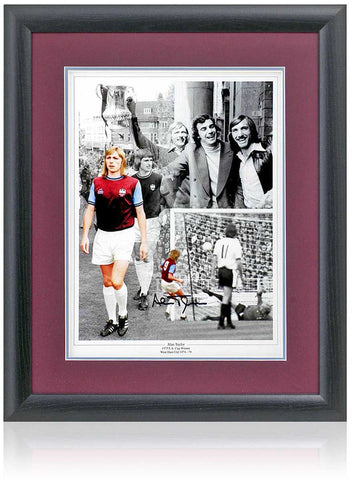 Alan Taylor West Ham United Hand Signed 1975 FA Cup 16x12'' Montage AFTAL COA