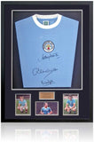 Marsh Tueart and Doyle Hand Signed Manchester City 1970's Replica Shirt COA