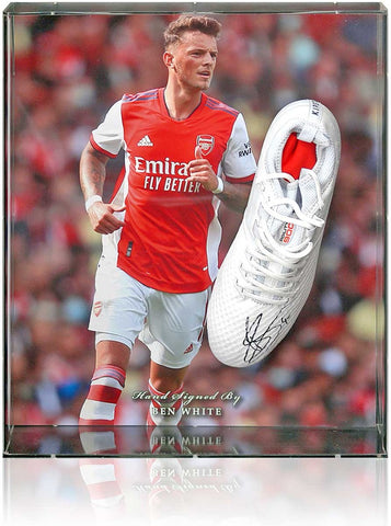 Ben White Arsenal Hand Signed Football Boot Large Display AFTAL COA